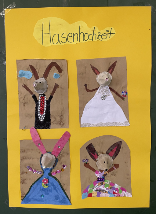 Hasenhochzeit, Schule Osterdeko Hasenhochzeit, Schule Osterdeko